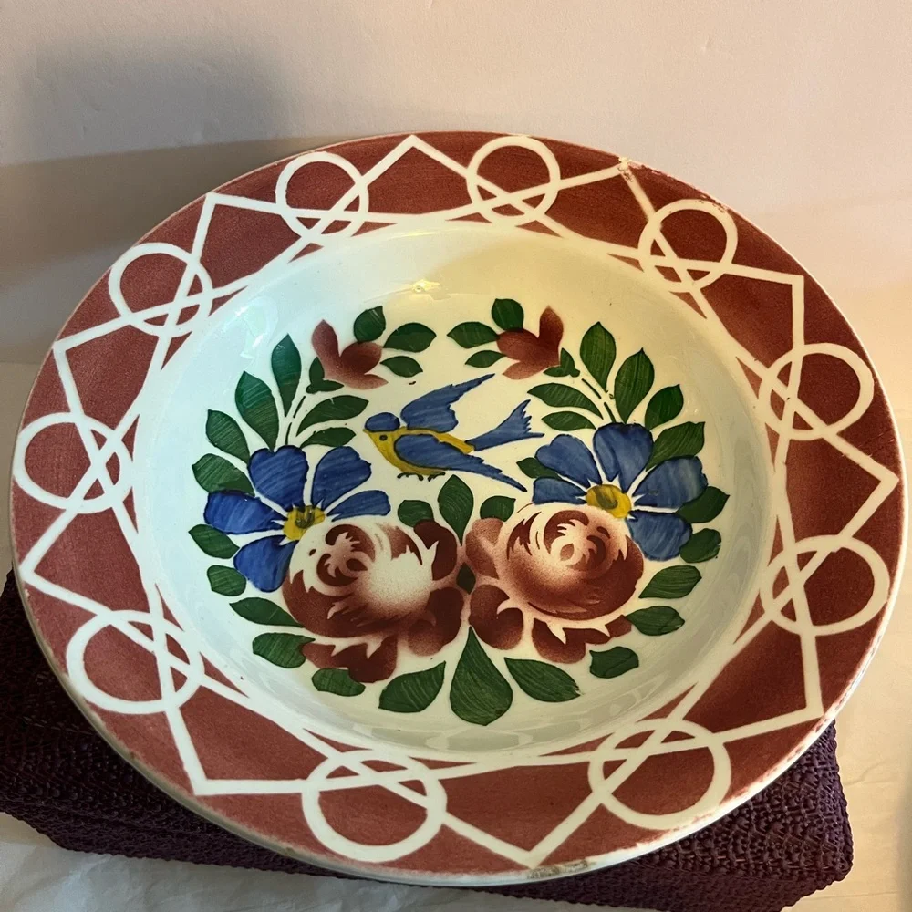 VINTAGE RARE DITMAR‎ URBACH Z FLORAL/BIRD PORCELAIN BOWL PREOWNED